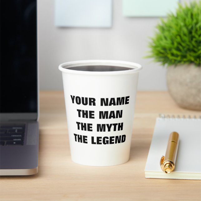 The man myth legend personalised paper party cups (Insitu)
