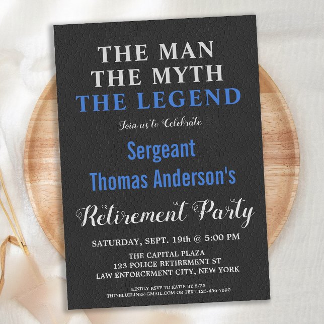 The Man Myth The Legend Police Retirement Party  Invitation (Creator Uploaded)