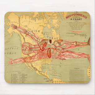 The Man of Commerce Map of United States (1889) Mouse Mat