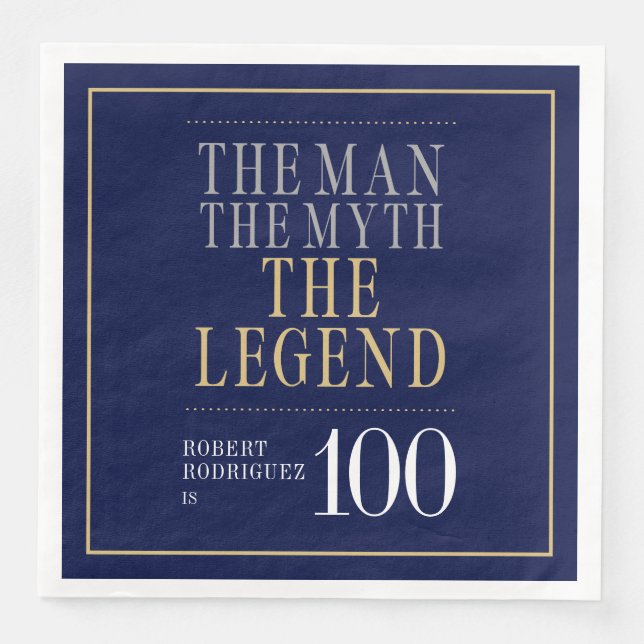 The Man The Myth The Legend 100th Birthday  Napkin (Front)