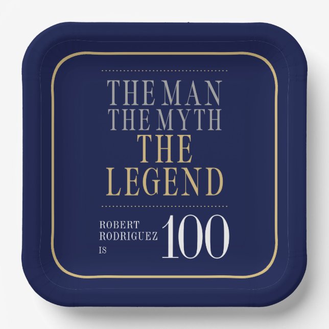 The Man The Myth The Legend 100th Birthday Paper Plate (Front)