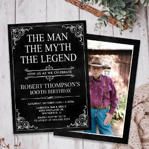 The Man The Myth The Legend 100th Birthday Photo Invitation