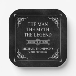 The Man The Myth The Legend 50th Birthday Paper Plate