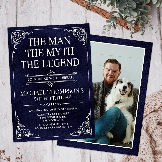 The Man The Myth The Legend 50th Birthday Photo Invitation (Creator Uploaded)