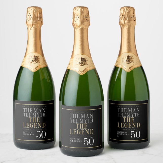 The Man The Myth The Legend 50th Birthday Sparkling Wine Label (Bottles)