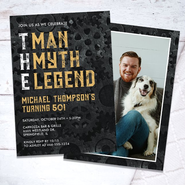 The Man The Myth The Legend 50th Photo Birthday Invitation (Creator Uploaded)