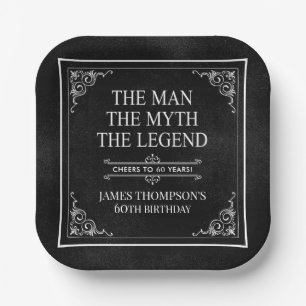 The Man The Myth The Legend 60th Birthday Paper Plate