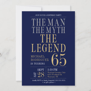 The Man The Myth The Legend 65th Birthday Party Invitation