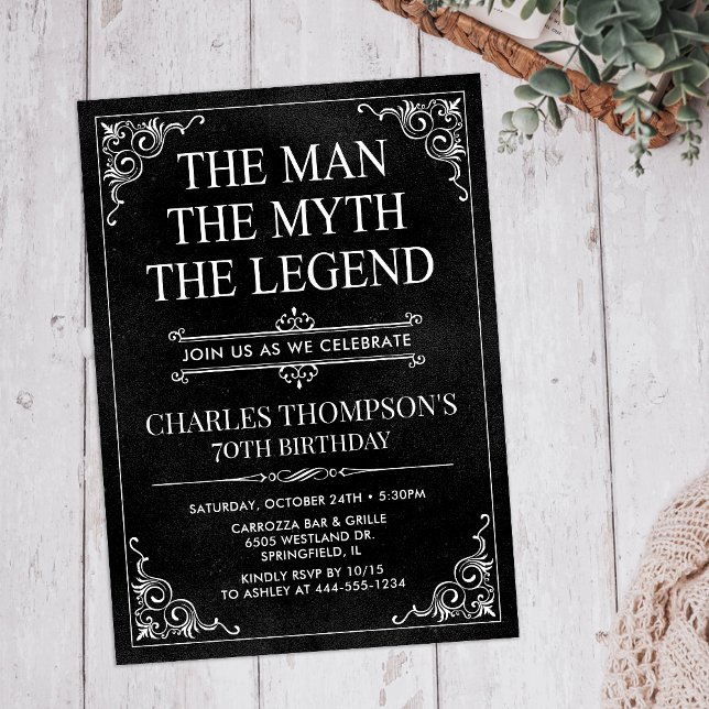 The Man The Myth The Legend 70th Birthday Invitation (Creator Uploaded)