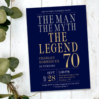 The Man The Myth The Legend 70th Birthday Party Invitation