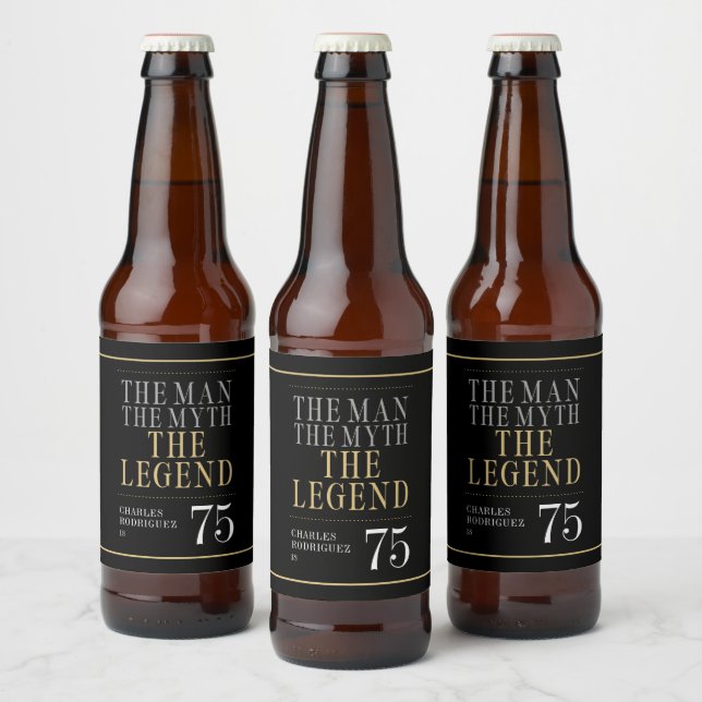 The Man The Myth The Legend 75th Birthday Beer Bottle Label (Bottles)