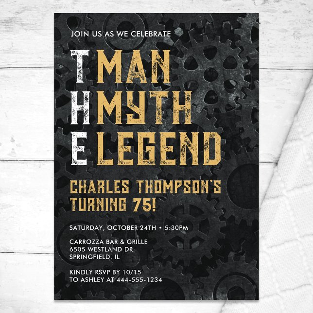 The Man The Myth The Legend 75th Birthday Invitation (Creator Uploaded)