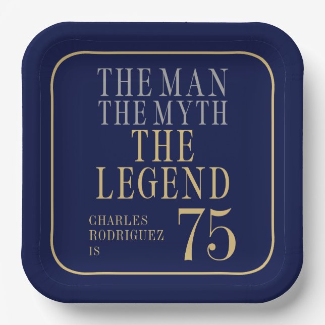 The Man The Myth The Legend 75th Birthday Paper Plate (Front)