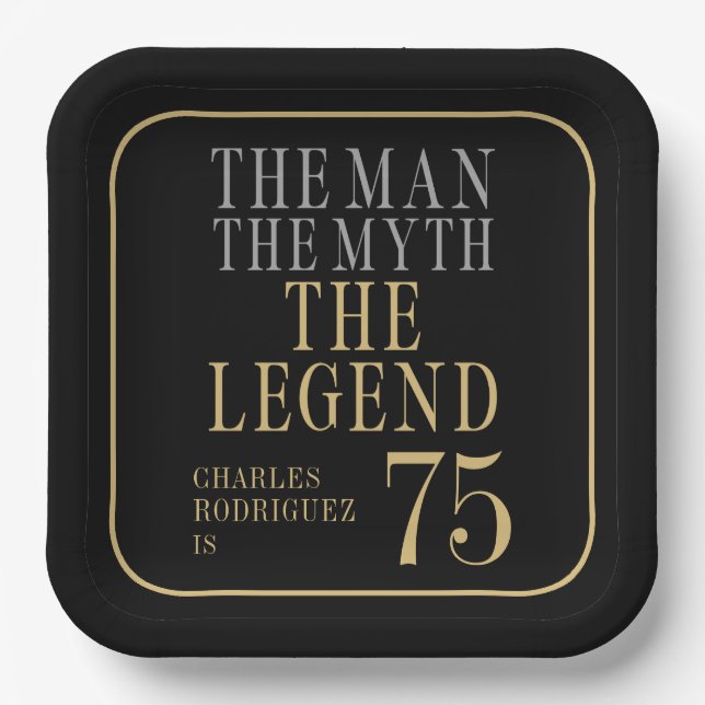 The Man The Myth The Legend 75th Birthday Paper Plate (Front)