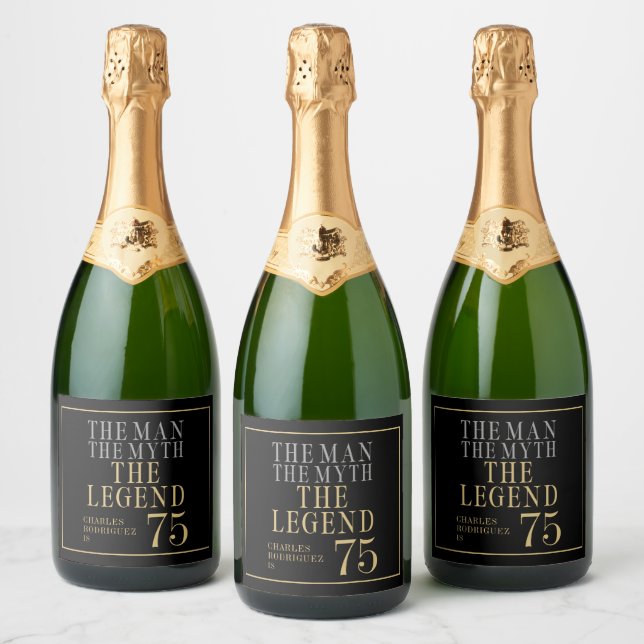The Man The Myth The Legend 75th Birthday Sparkling Wine Label (Bottles)