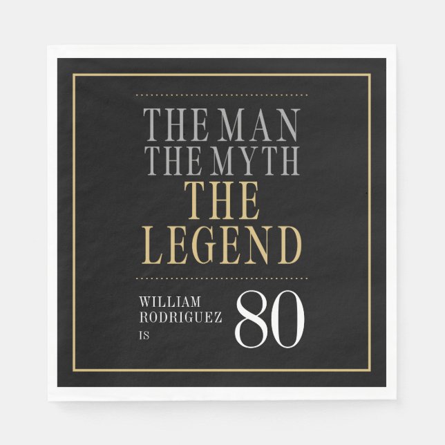 The Man The Myth The Legend 80th Birthday Napkin (Front)