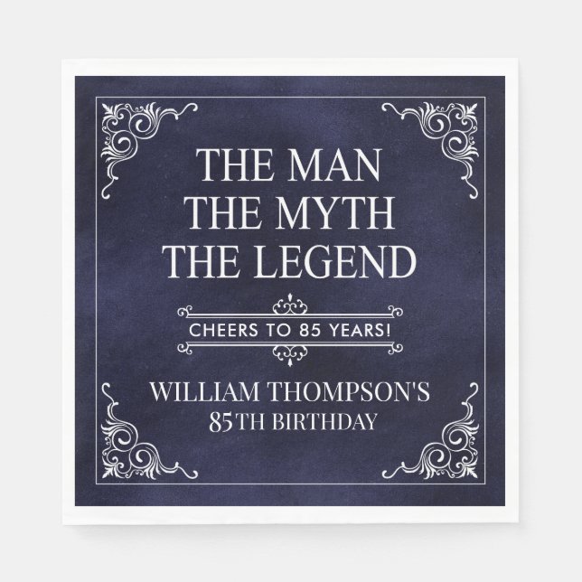 The Man The Myth The Legend 85th Birthday Blue Napkin (Front)