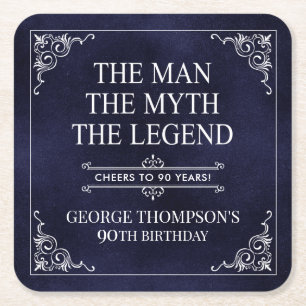 The Man The Myth The Legend 85th Birthday Square Paper Coaster