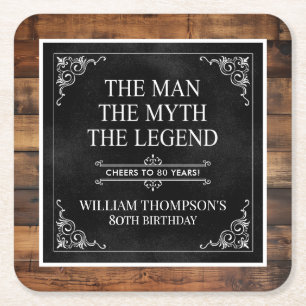 The Man The Myth The Legend 85th Birthday Square Paper Coaster