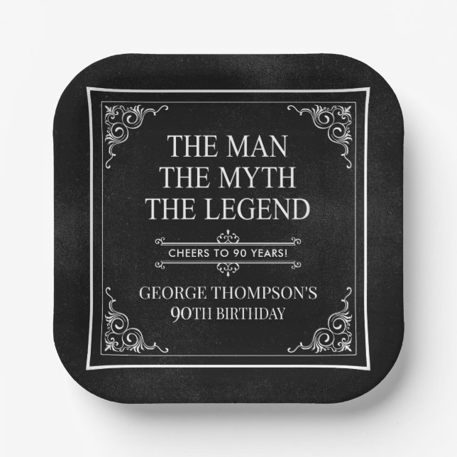 The Man The Myth The Legend 900th Birthday Black  Paper Plate (Front)