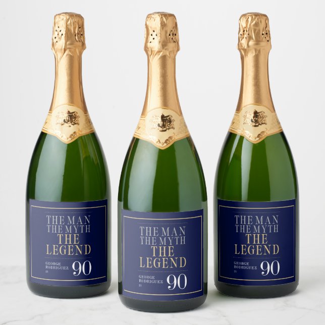 The Man The Myth The Legend 90th Birthday Sparkling Wine Label (Bottles)