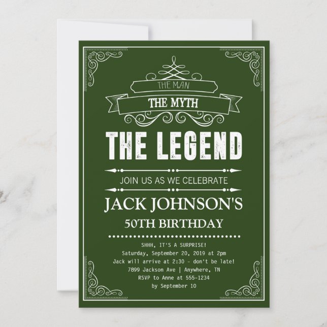 The Man The Myth The Legend Birthday Invitation (Front)