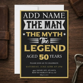 The Man The Myth The Legend Birthday Party Invitation