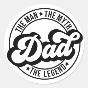 The man, the myth, the legend, dad, father, daddy, classic round sticker