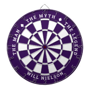"The man, the myth, the legend" Dark Purple Dartboard