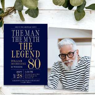 The Man The Myth The Legend Photo 80th Birthday  Invitation