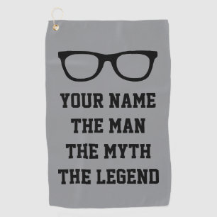 The man the myth the legend smart black spectacles golf towel
