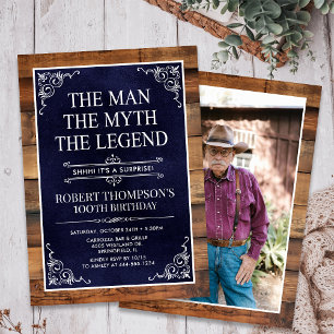 The Man The Myth The Legend Surprise 100 Birthday Invitation