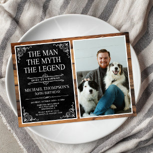 The Man The Myth The Legend Surprise 50th Birthday Invitation
