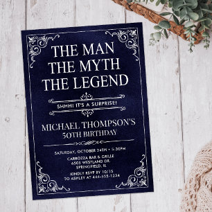 The Man The Myth The Legend Surprise 50th Birthday Invitation