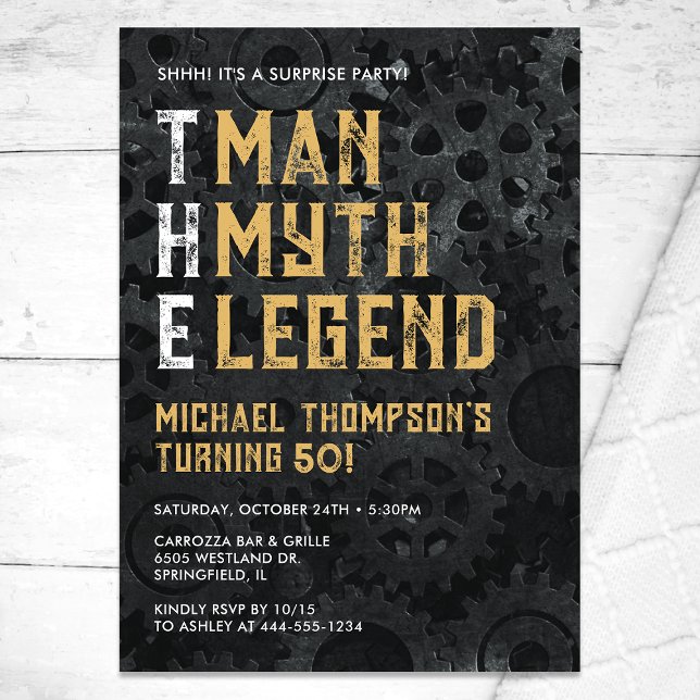 The Man The Myth The Legend Surprise 50th Birthday Invitation (Creator Uploaded)
