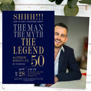 The Man The Myth The Legend Surprise 50th Birthday Invitation