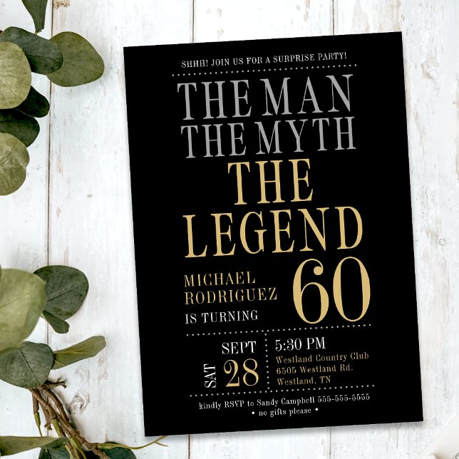 The Man The Myth The Legend Surprise 60th Birthday Invitation (Creator Uploaded)