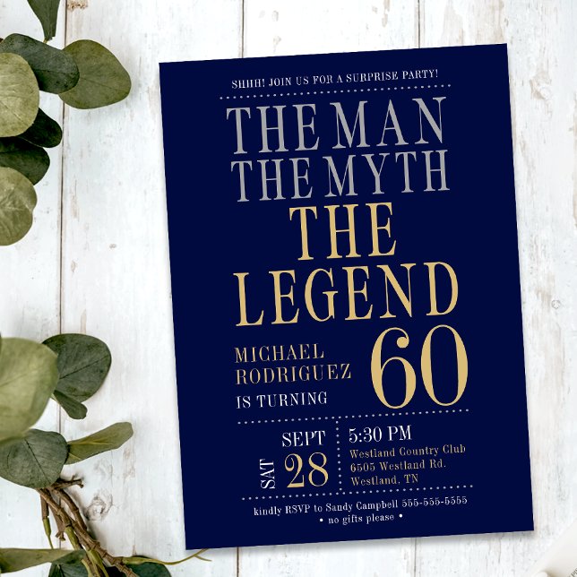 The Man The Myth The Legend Surprise 60th Birthday Invitation (Creator Uploaded)