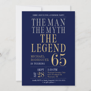 The Man The Myth The Legend Surprise 65th Birthday Invitation