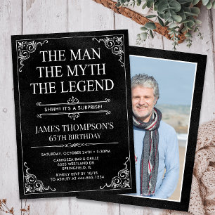 The Man The Myth The Legend Surprise 65th Birthday Invitation