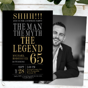 The Man The Myth The Legend Surprise 65th Birthday Invitation