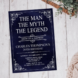 The Man The Myth The Legend Surprise 70th Birthday Invitation