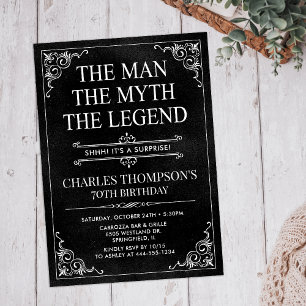 The Man The Myth The Legend Surprise 70th Birthday Invitation