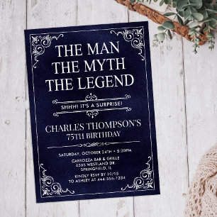 The Man The Myth The Legend Surprise 75th Birthday Invitation
