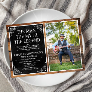 The Man The Myth The Legend Surprise 75th Birthday Invitation