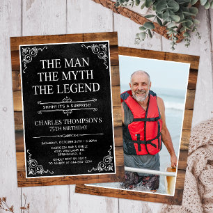 The Man The Myth The Legend Surprise 75th Birthday Invitation