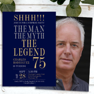 The Man The Myth The Legend Surprise 75th Birthday Invitation