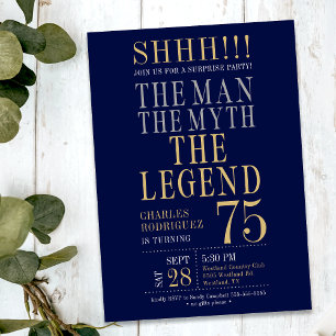 The Man The Myth The Legend Surprise 75th Birthday Invitation