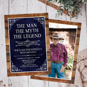 The Man The Myth The Legend Surprise 80th Birthday Invitation