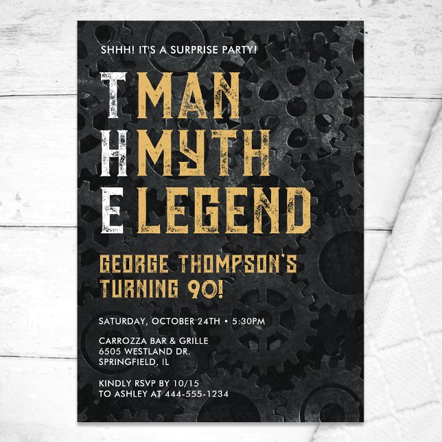 The Man The Myth The Legend Surprise 90th Birthday Invitation (Creator Uploaded)